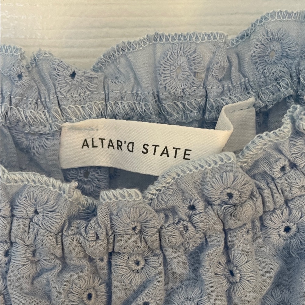 NWT Altar'd State Sky Blue Eyelet Ruffle dress - Picture 2 of 4